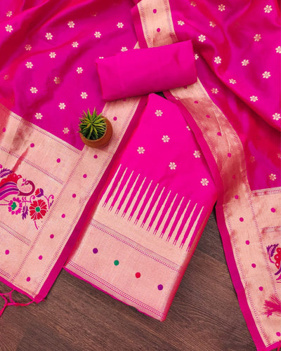 Indiehaat | Banarasi Lichi Silk Brocade Suit Pink