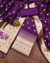 Indiehaat | Banarasi Lichi Silk Brocade Suit Purple