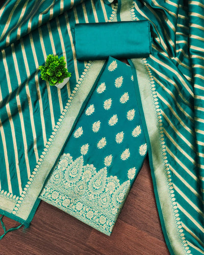 Indiehaat | Banarasi Lichi Silk Green Suit Brocade Weaving