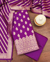 Indiehaat | Banarasi Lichi Silk Purple Suit Brocade Weaving