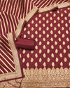 Indiehaat | Banarasi Lichi Silk Maroon Suit Brocade Weaving
