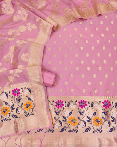 Indiehaat | Banarasi Lichi Silk Brocade Pink Suit