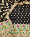 Indiehaat | Banarasi Lichi Silk Brocade Black Suit