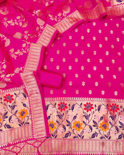 Indiehaat | Banarasi Lichi Silk Brocade Pink Suit
