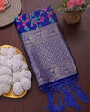 Indiehaat | Banarasi Lichi Silk Brocade Dupatta Blue