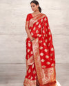 Indiehaat | Banarasi Silk Satin Weaving Red Saree