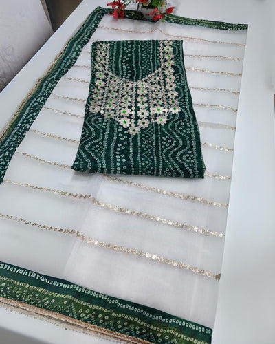 Enchanting Green Gota Patti Suit | Kota Doria | IndieHaat