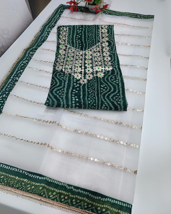 Enchanting Green Gota Patti Suit | Kota Doria | IndieHaat