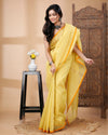 Tissue Silk Yellow Saree Plain Running Blouse | Indiehaat