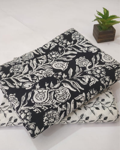 Indiehaat | Blockprinted Cotton Suit (Top & Bottom) Black & White