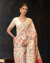 Indiehaat | Kashifa Silk Handloom Weaving Beige Saree