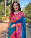 Indiehaat | Muniya Paithani Silk Zari Woven Blue Saree