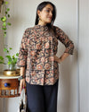 Indiehaat | Kanchi Cotton Peplum Tops Stark Black BlockPrinted