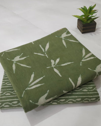 Indiehaat | Blockprinted Cotton Suit (Top & Bottom) Bottle Green