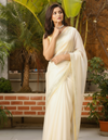 Pitta Handwork Pure Silk Kota Doria Saree White