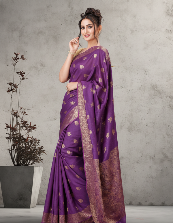 Ornate Banarasi Silk Jaquard Royal Purple Saree
