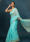 Pitta Handwork Pure Silk Kota Doria Saree Sky Blue
