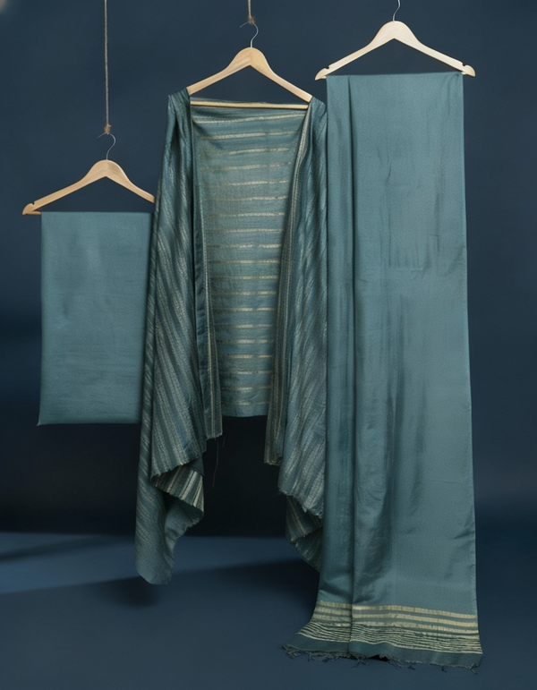 Katan Silk Melodic Handcrafted Gray Suit