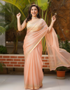 Pitta Handwork Pure Silk Kota Doria Saree Peach