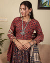 Indiehaat | BlockPrinted Maroon & Blue Lehanga Choli Set