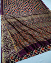 Indiehaat | Ajrakh Printed Chanderi Silk Saree Purple | Serenity in Silk