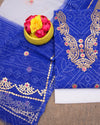 Glimmering Kota Doria Suit Dark Blue (Top+Bottom+Dupatta)