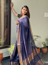 Handloom Jayashree Silk Saree Magenta Blue Colour with Running Blouse-Indiehaat