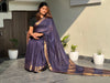 Handloom Jayashree Silk Saree Magenta Blue Colour with Running Blouse-Indiehaat