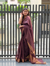 Intriguing Handloom Jayashree Silk Saree Coffee Brown