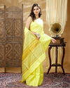 Silkmark Precious Pure Eri Tussar Silk Lemon Yellow Saree