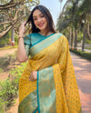 Indiehaat | Kanchipuram Tissue Silk Zari Woven Yellow Saree