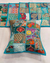 Indiehaat Khamma Ghani Kambadiya Sky Blue Cushion Cover | Elegant Décor