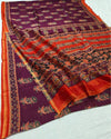 Indiehaat | Chanderi Silk Ajrakh Print Saree Purple