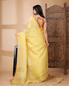 Tissue Silk Yellow Saree Plain Running Blouse | Indiehaat