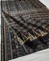 Indiehaat | Patola Chanderi Silk Saree Black | Timeless Elegance