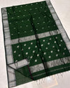 Indiehaat |Handloom Maheshwari Silk Green Saree