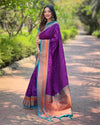 Indiehaat|Paithani Silk Zari Woven Contrast Purple & Blue Saree