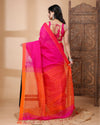 Indiehaat | Resam Silk Pink Saree Handloom Weaving