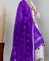 Indiehaat | Pure Cotton Purple Ikkat Dupatta