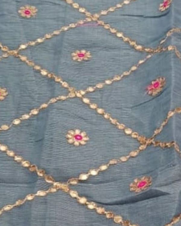 Pankhudi Gota Patti Gray Kota Cotton Saree