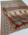 Indiehaat | Chanderi Silk Kalamkari Beige Saree
