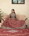 Indiehaat | BlockPrinted Beige & Red Lehanga Choli Set