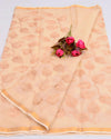 Indiehaat | Pure Cotton Kota Doria Peach Embroidery Saree