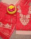 Indiehaat | Kota Doria Gota Patti, Bandhej Suit Red