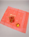 Indiehaat | Kota Doria Embroidered Orange Saree | Mesmerizing