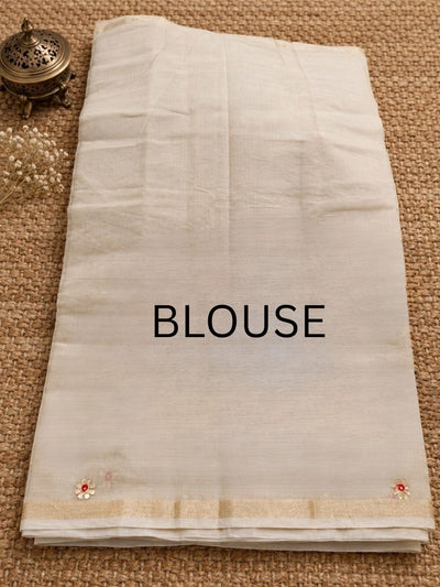 Indiehaat | Kota Cotton Gota Patti Off White Saree