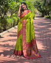 Indiehaat | Paithani Silk Green Zari Weaving Saree