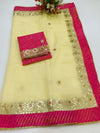 Gilded Grace Kota Cotton Gota Patti Saree Yellow