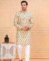 Indiehaat | BlockPrinted Cotton Kurta Pyjama Off White