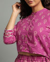 Indiehaat | Blockprinted Cotton Pink Stitched Lehanga